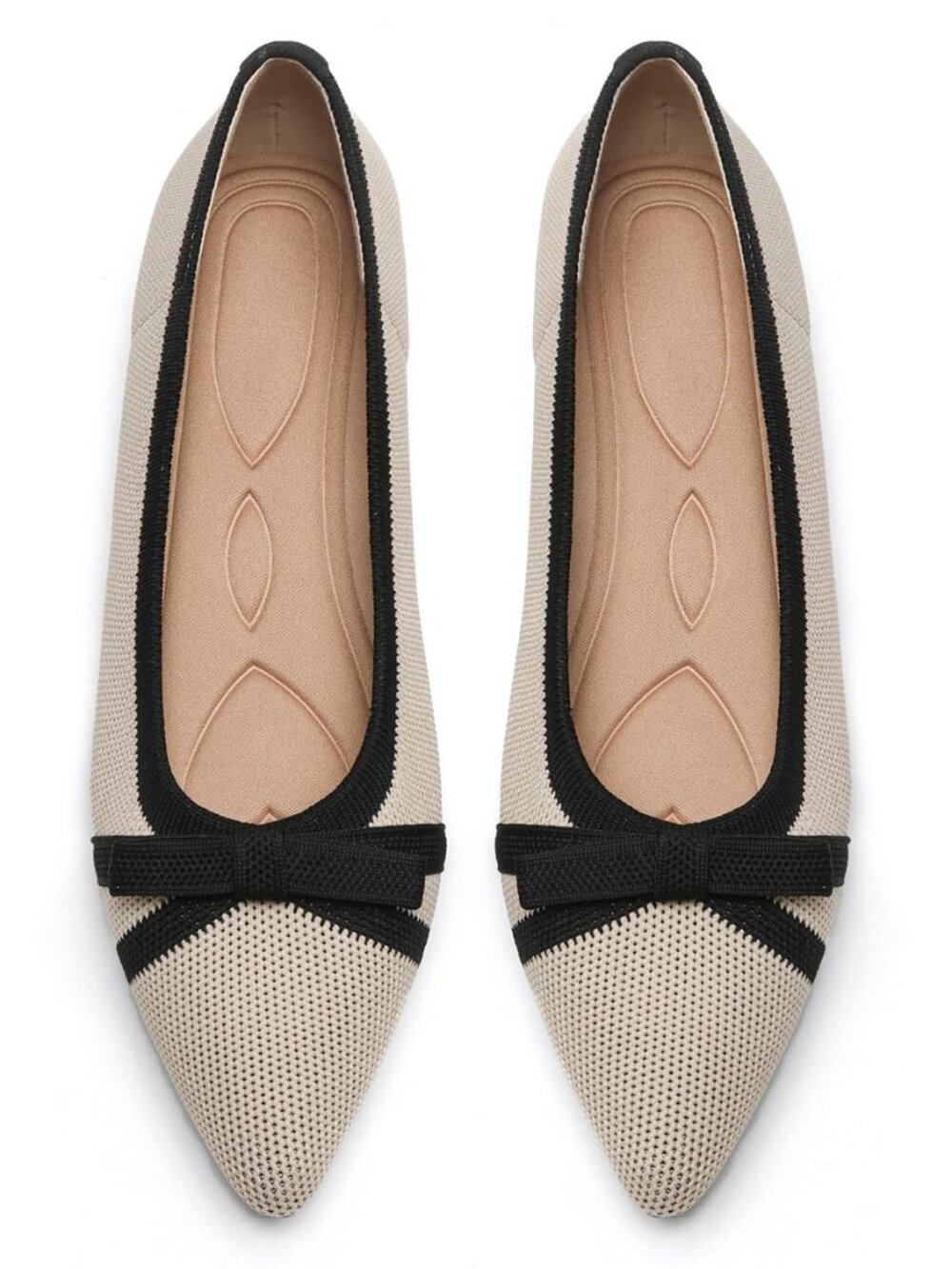 Flats for Women Pointed Toe Knit Foldable Ballet Flat Shoes